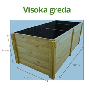 Visoka gredica VELE - ariš 200 nesastavljena, d:200, g.97,5, v:74 cm + čepasta