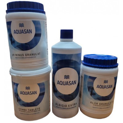 AQUASAN-komplet  Algicid, Klor Granulat 65, pH minus i Combi tablete
